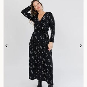 knee length dresses for ladies Katie Maxi Wrap Dress Diamond Vine Dark Sage - Fair Trade Dresses main image 0
